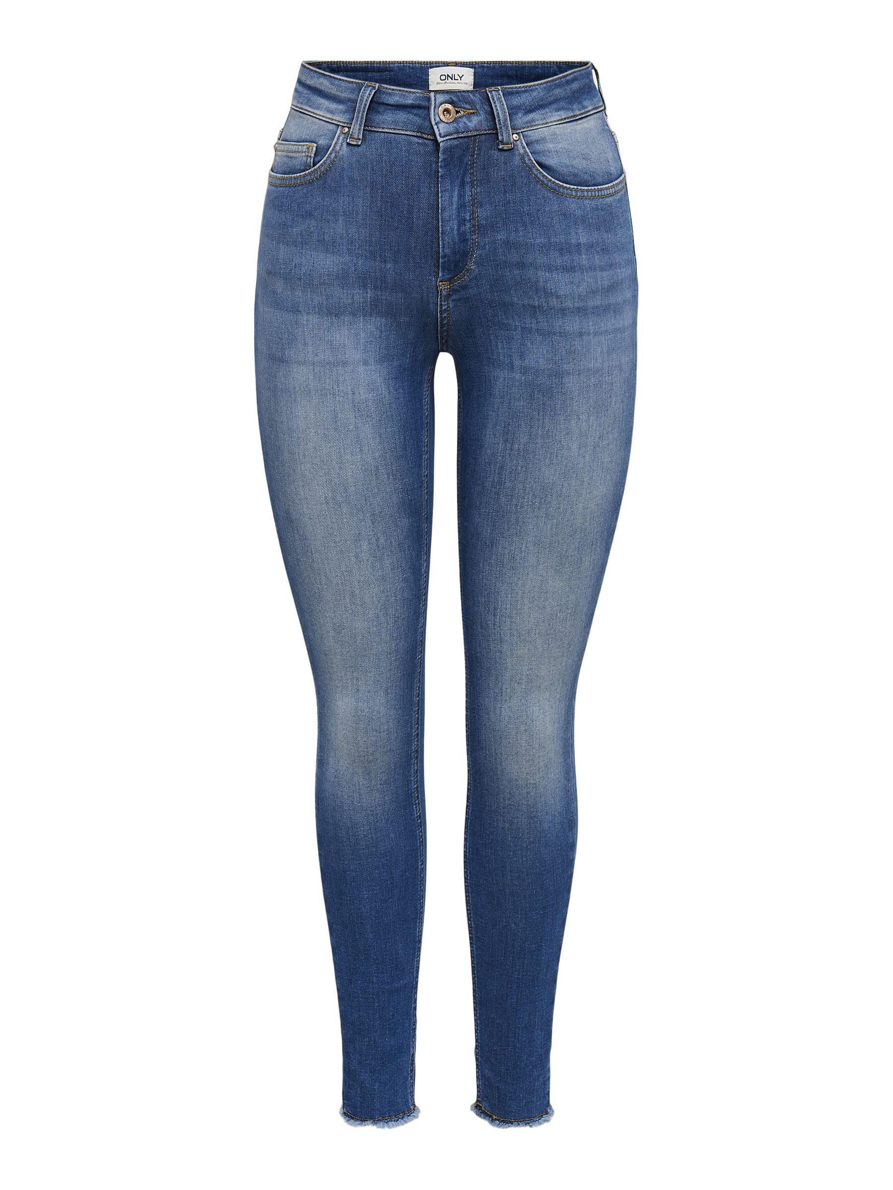 ONLY Damen Onlblush Life Mid Sk Ank Raw Rea403 Noos Jeans, Medium Blue Denim 1, S / 30L EU