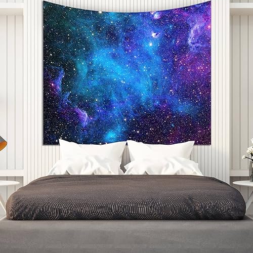 Miniatura 7 de Apdidl - Tapiz de galaxia para dormitorio, espacio estético, cielo nocturno azul estrellado, estrellas, universo, tapiz nebuloso misterioso para