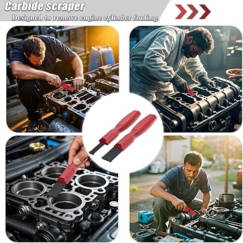 2PC Carbide Scraper, 1-1/4-Inch and 5/8-Inch Super Carbide Gasket Scraper with Storage Case for Metal and Automotive Cleaning (Red)