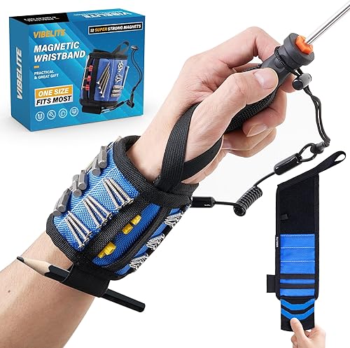 Regalos para hombres, pulsera magnética para herramientas con 12 imanes súper fuertes, tela Oxford doble 1680D, regalo ideal de cumpleaños para