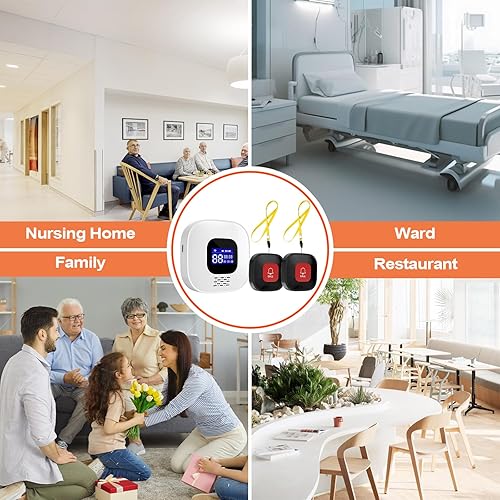 Miniatura 7 de Localizador inalámbrico para cuidadores con sistema de llamada inteligente y botones de llamada para monitoreo de ancianos, sistema de alerta de