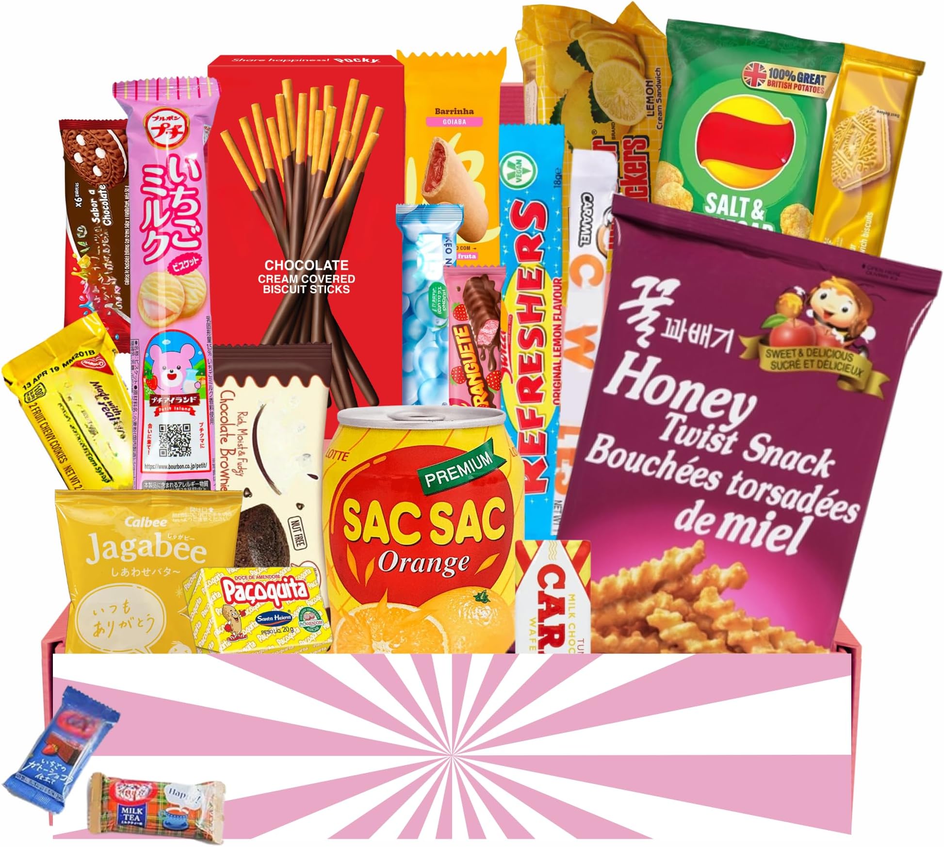 International Snack Gift Basket - Assorted Treats from Around the World - Authentic International Flavours - This Curated Collection Comes with a Mix of 20 Global Snacks in One Box