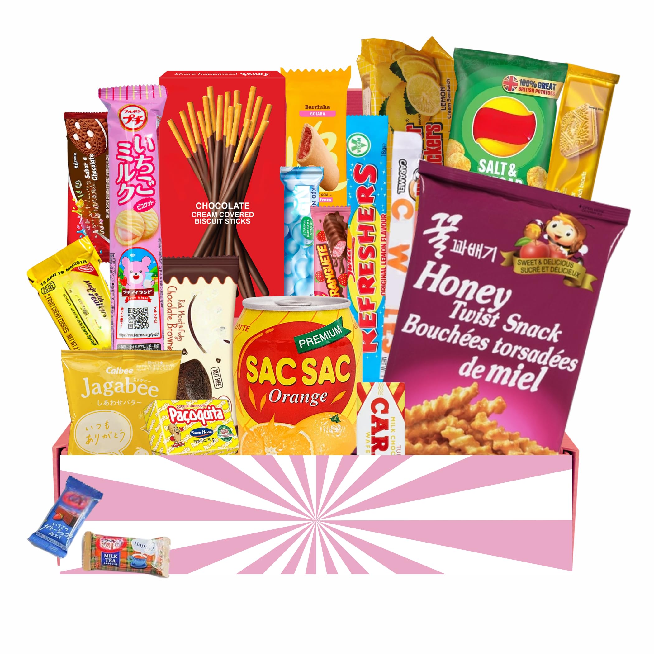 International Snack Box - Assorted Treats from Around the World - Variety Pack for All Tastes - This Curated Collection Comes with a Mix of 20 Snacks from across the Globe - By Lecsa Specialty Snacks