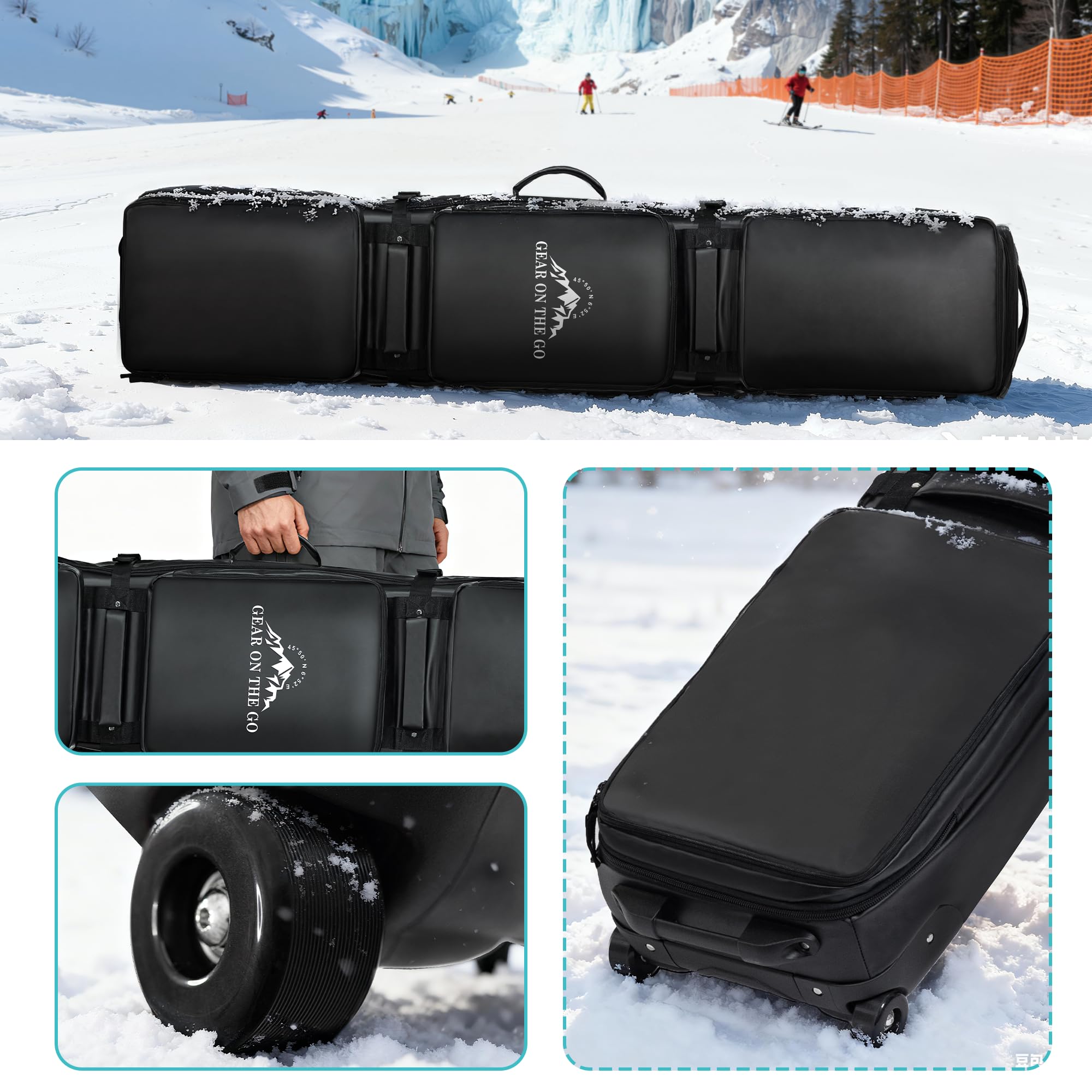 YESUNEED Ski Bag with Wheels, 69–73 Inch Snowboard Bag, Waterproof 900D Ski Bags for Air Travel, Padded Extendable Snowboard Bag with Wheels : Sports & Outdoors