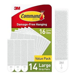 Command Large Picture Hanging Strips - Damage Free Wall Hangers for Back to School Dorm Organization - 14 White Adhesive Pairs (28 Strips) - Amazon product rated Grade A