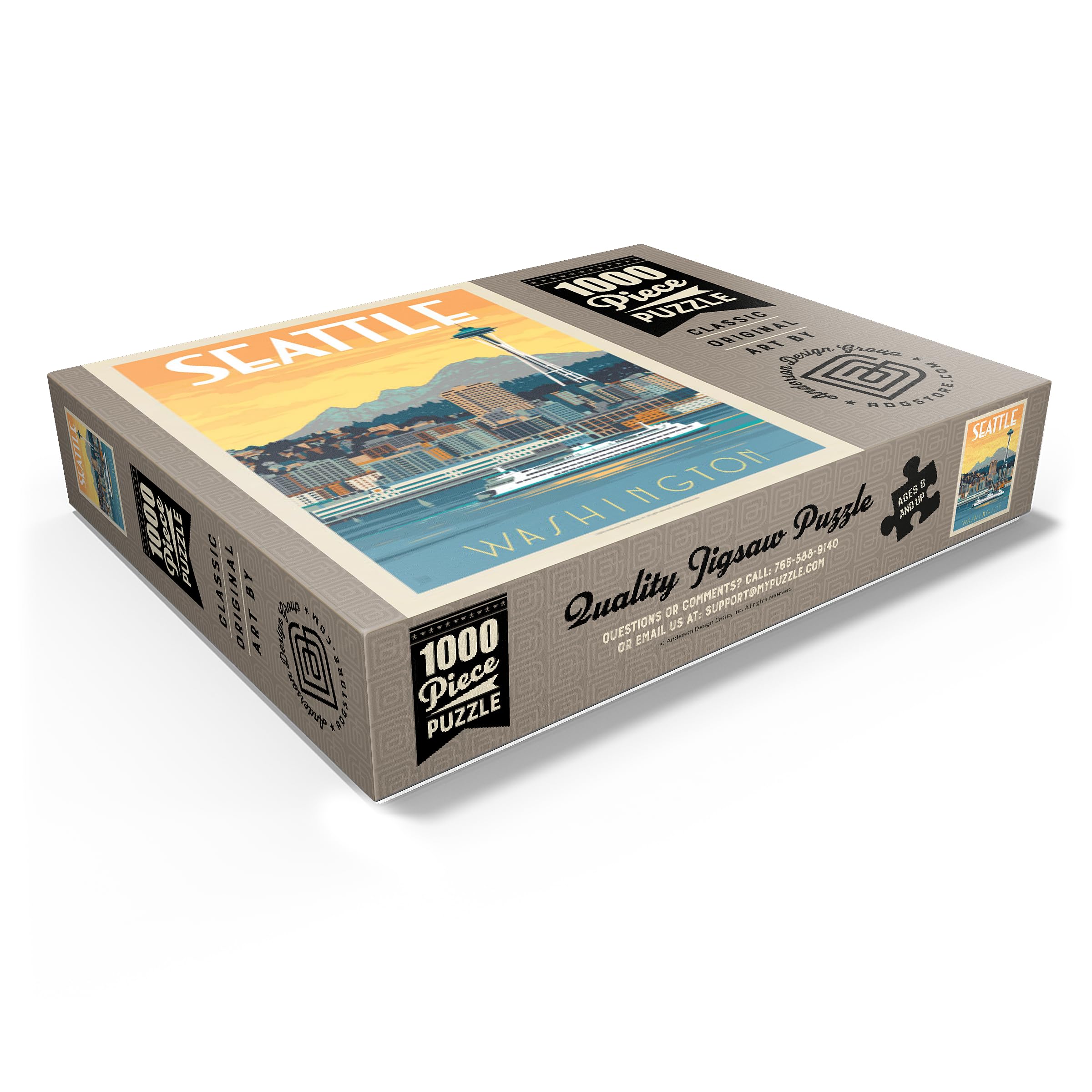 Seattle, WA: Ferry, Affiche vintage – Puzzle de 1000 pièces de qualité supérieure pour adultes