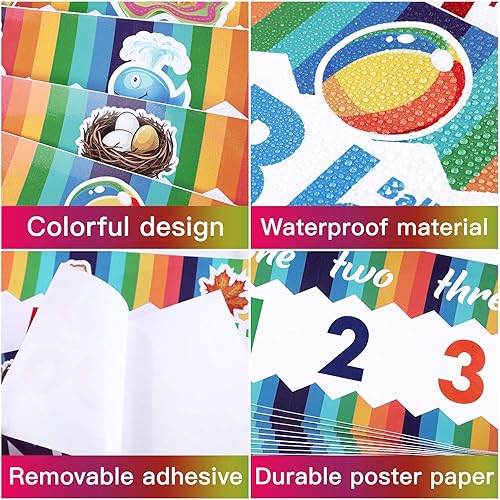 Miniatura 4 de 12 pósteres educativos preescolares con números del alfabeto, números del 0 al 9 para guardería, preescolar, hogar, escuela, jardín de infantes, aula