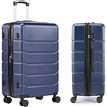 28 Inch Expandable Hardside Carry On with Spinner Wheels &amp; TSA Lock, ABS Hard Shell Lightweight Rolling Luggage Suitcase, Blue