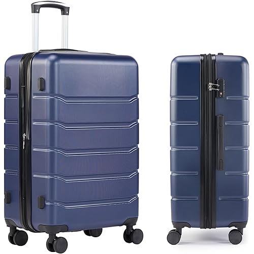 Simple Deluxe 28 Inch Expandable Hardside Carry On with Spinner Wheels & TSA Lock, ABS Hard Shell Lightweight Rolling Luggage Suitcase, Blue