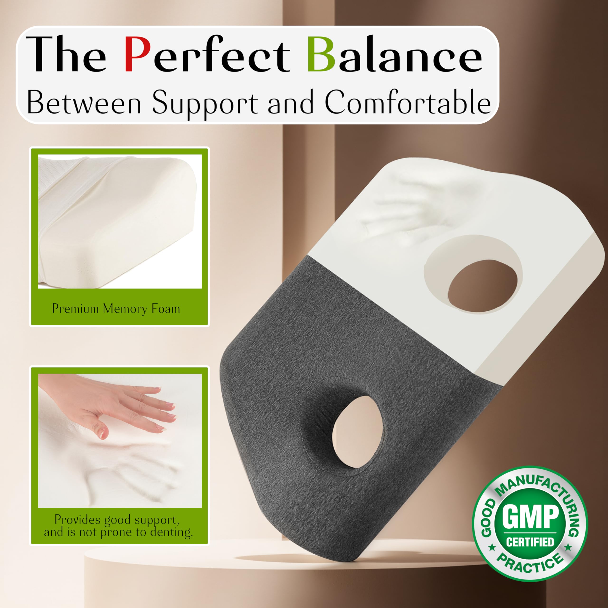 PORFOYO Coussin De Piercing Avec Trou, Coussin D'oreille, Coussin Donut