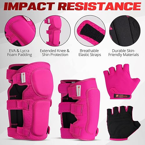 Miniatura 4 de LaScoota Juego de rodilleras y coderas para niños  Guantes protectores, coderas y rodilleras para niños  Equipo de protección para monopatín,