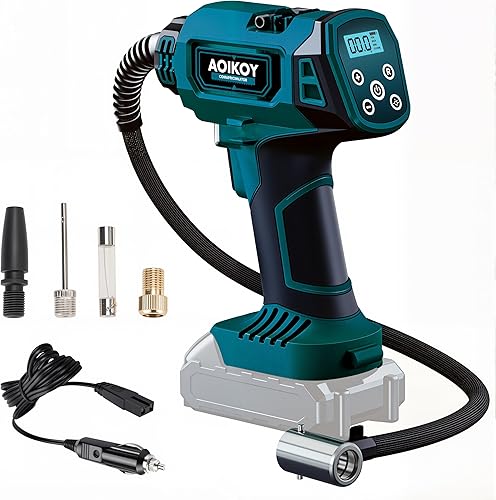 Miniatura 8 de Compresor de aire inflador de neumáticos inalámbrico para batería Dewalt de 20V, bomba de aire portátil de mano con medidor de presión de neumáticos