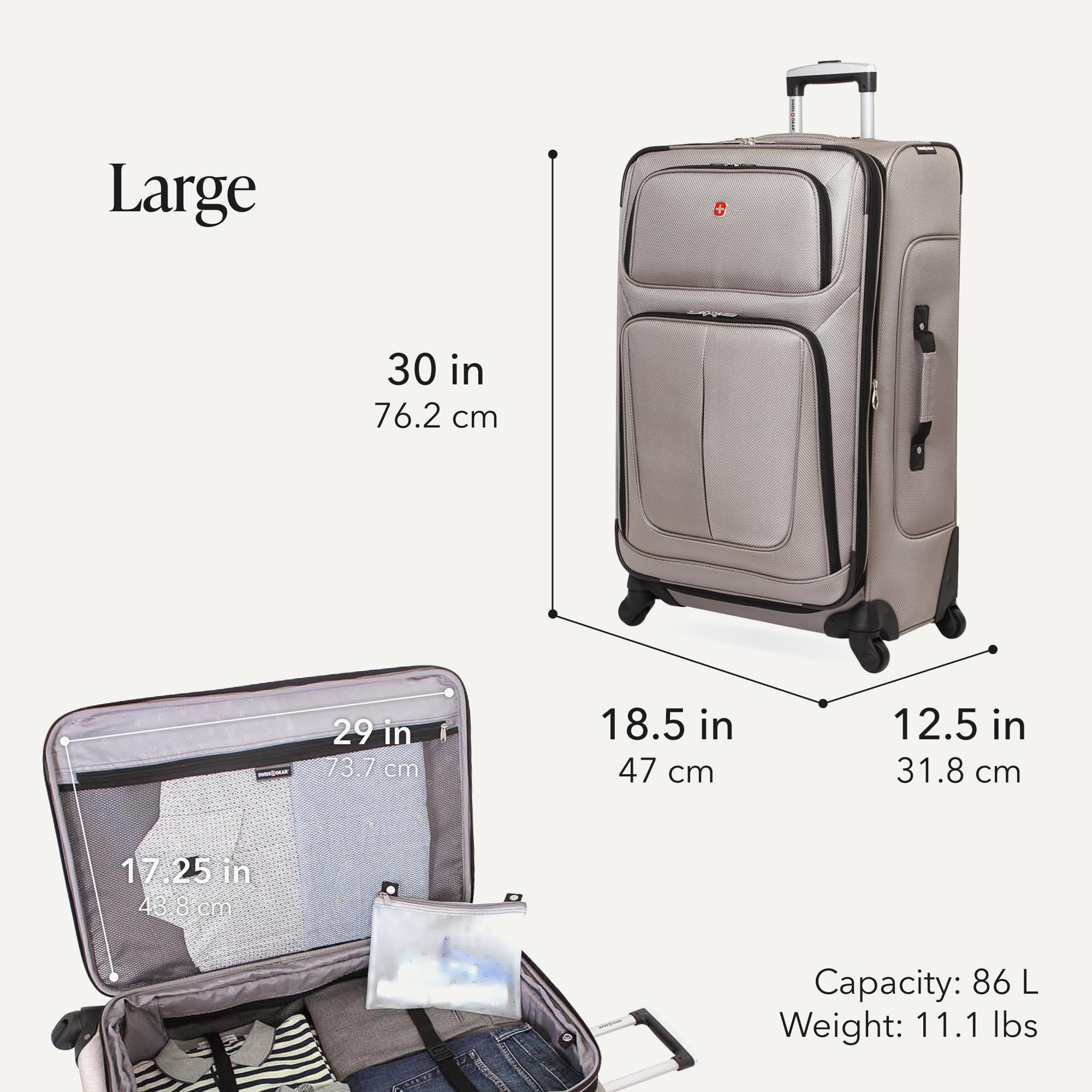 SwissGear Sion Softside Expandable Roller Luggage, Pewter, 3-Piece Set (21/25/29) view 4