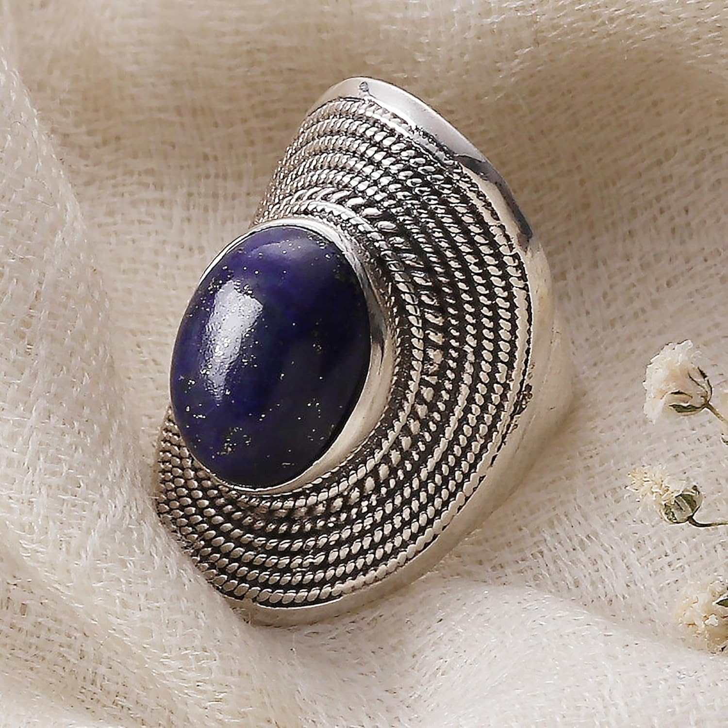 NOVICA Lapis lazuli .925 Sterling Silver Ring 'Jaipur Blue'