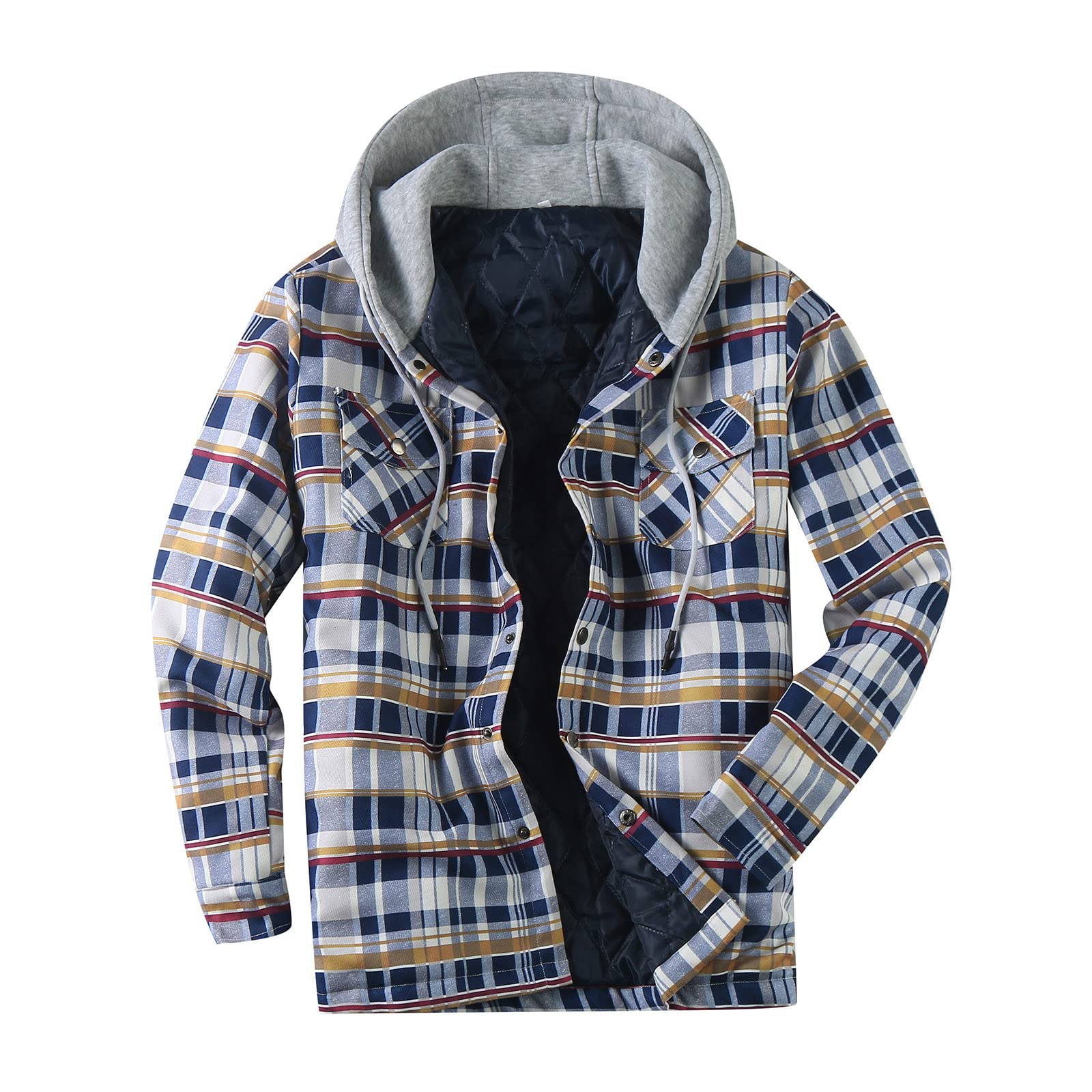 Herren Langarm Kariertes Bequemes Button-up Baumwollhemd Thermohemd Flanellhemd Winterjacke Gefüttert Fleecefutter schützendem Innenfutter Holzfällerhemd Arbeitshemd Outdoor