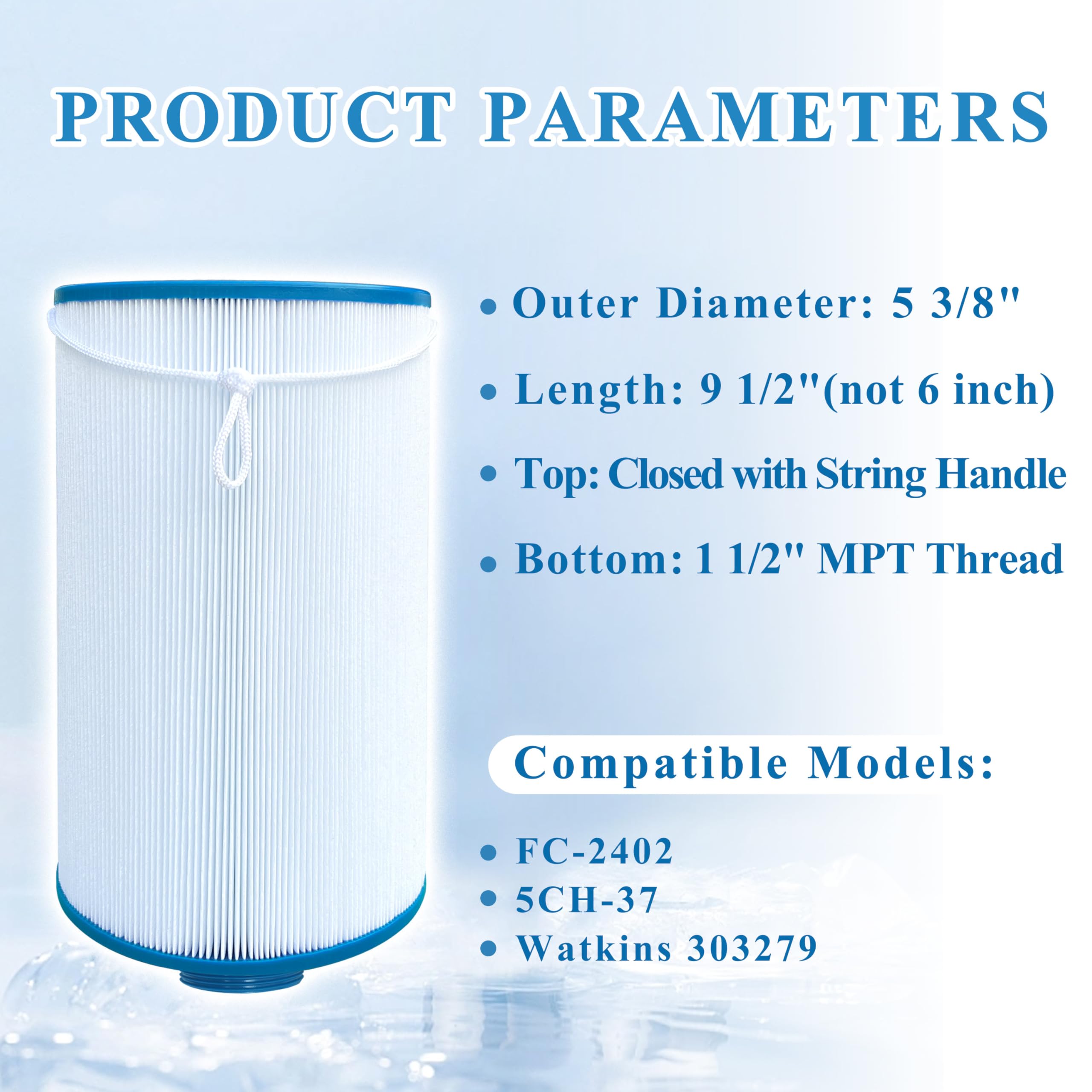 Chryseos Spa Filter Compatible with FC-2402, Watkins 303279, 5CH-37, 78460, PFF42TC-P4, 1 Pack