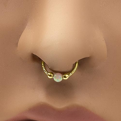 Miniatura 8 de fake septum cuff - Gold Filled Green Opal clip on septum Ring - Fake Septum Hoop jewelry, septum piercing, fake septum piercing