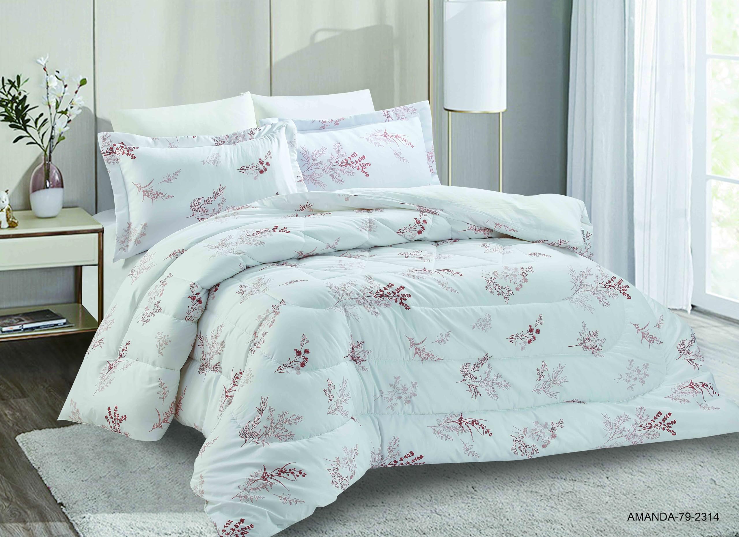 EliteHome Elite Home Premium Microfiber 6-Piece Comforter Set King Size with Comforter,Pillow Cover, Fitted Sheet, and Pillow Sham (AMA-79, King)