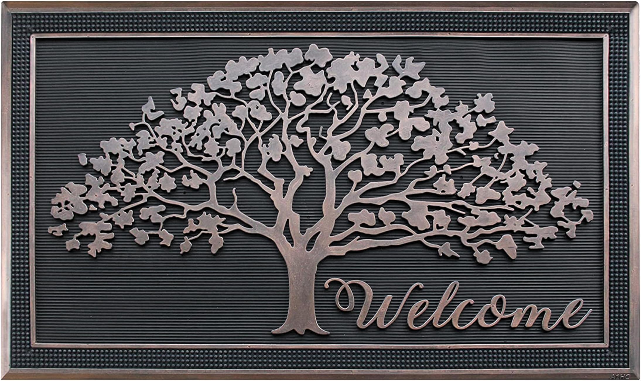 A1 Home Collections 100% Rubber Doormat for Outside Entrance, Non-Slip Heavy Duty Front Door Mats, Thin Profile Hight Traffic Areas Mat - 30" x 48", Shredding Tree Rubber