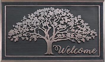 A1 Home Collections 100% Rubber Doormat for Outside Entrance, Non-Slip Heavy Duty Front Door Mats, Thin Profile Hight Traffic Areas Mat - 30" x 48", Shredding Tree Rubber