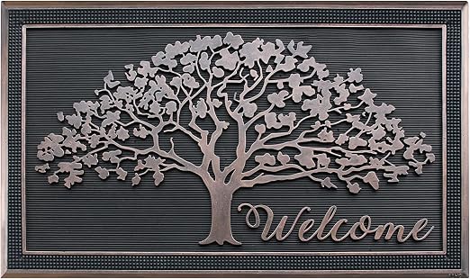A1 Home Collections 100% Rubber Doormat for Outdoor Entrance, Non-Slip Heavy Duty Front Door Mats, Thin Profile Hight Traffic Areas Mat - 30" x 48", Shredding Tree Rubber