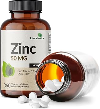 Futurebiotics Zinc 50 MG High Potency, 1 Year Supply - Non-GMO 360 Vegetarian Tablets