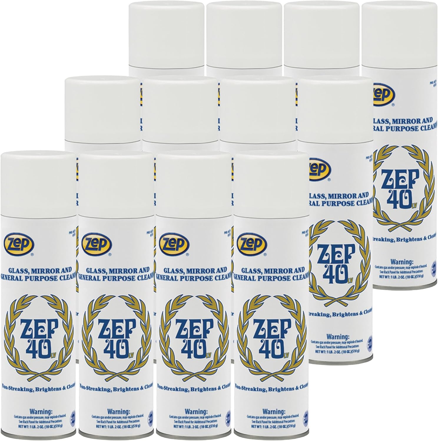 Zep 40 LV Non-Streaking Cleaner Aerosol - 18 Ounces (Case of 12) 322901 - Glass, Mirror, and General Purpose Cleaner - Available to Ship to All 50 States!