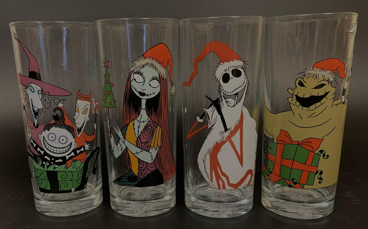 Silver Buffalo Disney Nightmare Before Christmas Holiday 4-Pack Tumbler Glass Set, 10 Ounces - Lock, Shock, and Barrel, Sally, Jack, and Oogie Boogie - Image 7