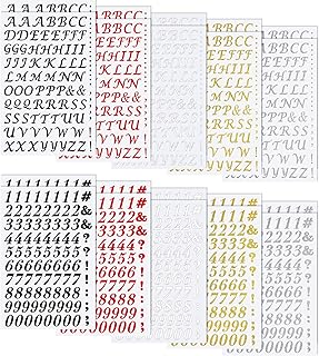 1880 Pieces Iron On Letter and Number 0.75 Inch Heat Transfer Letter Number 20 Sheet Adhesive Alphabet Number DIY Fabric Vinyl Letter for Clothing Printing Decor (Black, White, Silver, Gold, Red)
