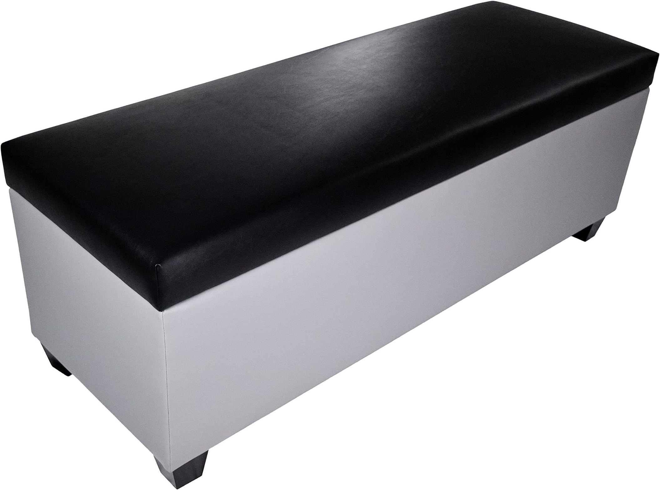 MJL Furniture Designs The Sole Secret Shoe Storage Bench Retro Series with Upholstered Vinyl, 53" x 20" x 20.5", Black/Grey