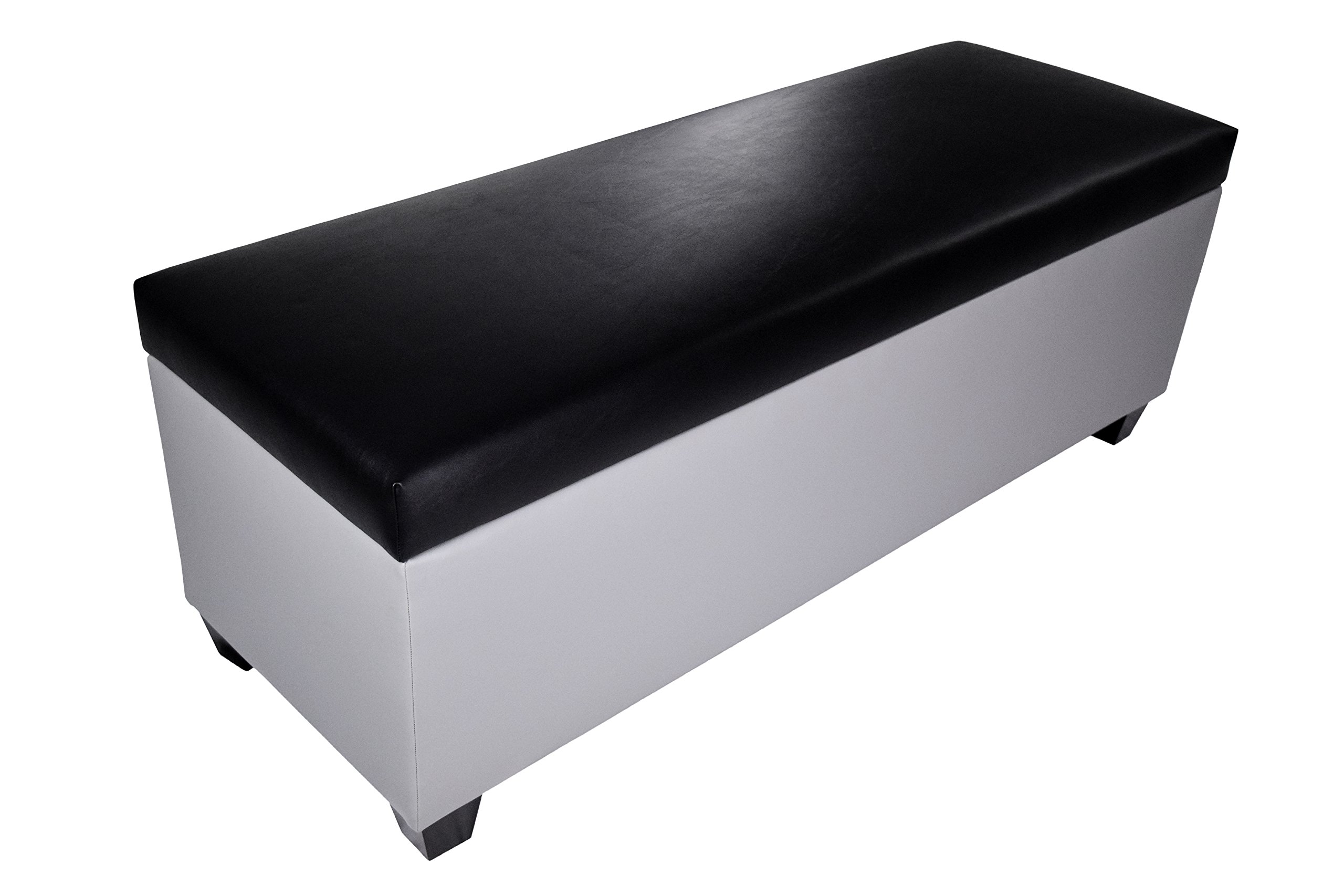 MJL Furniture Designs The Sole Secret Shoe Storage Bench Retro Series with Upholstered Vinyl, 53" x 20" x 20.5", Black/Grey