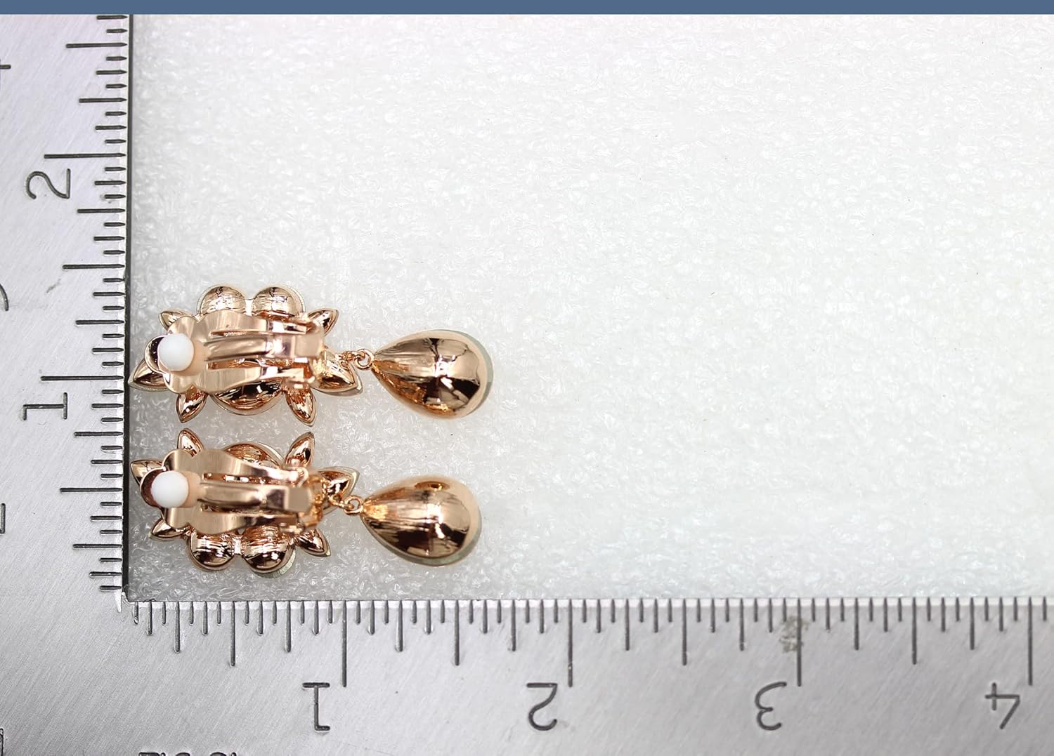 Faship Statement Premium Rhinestone Crystal Dangling Floral Clip On Earrings For Women