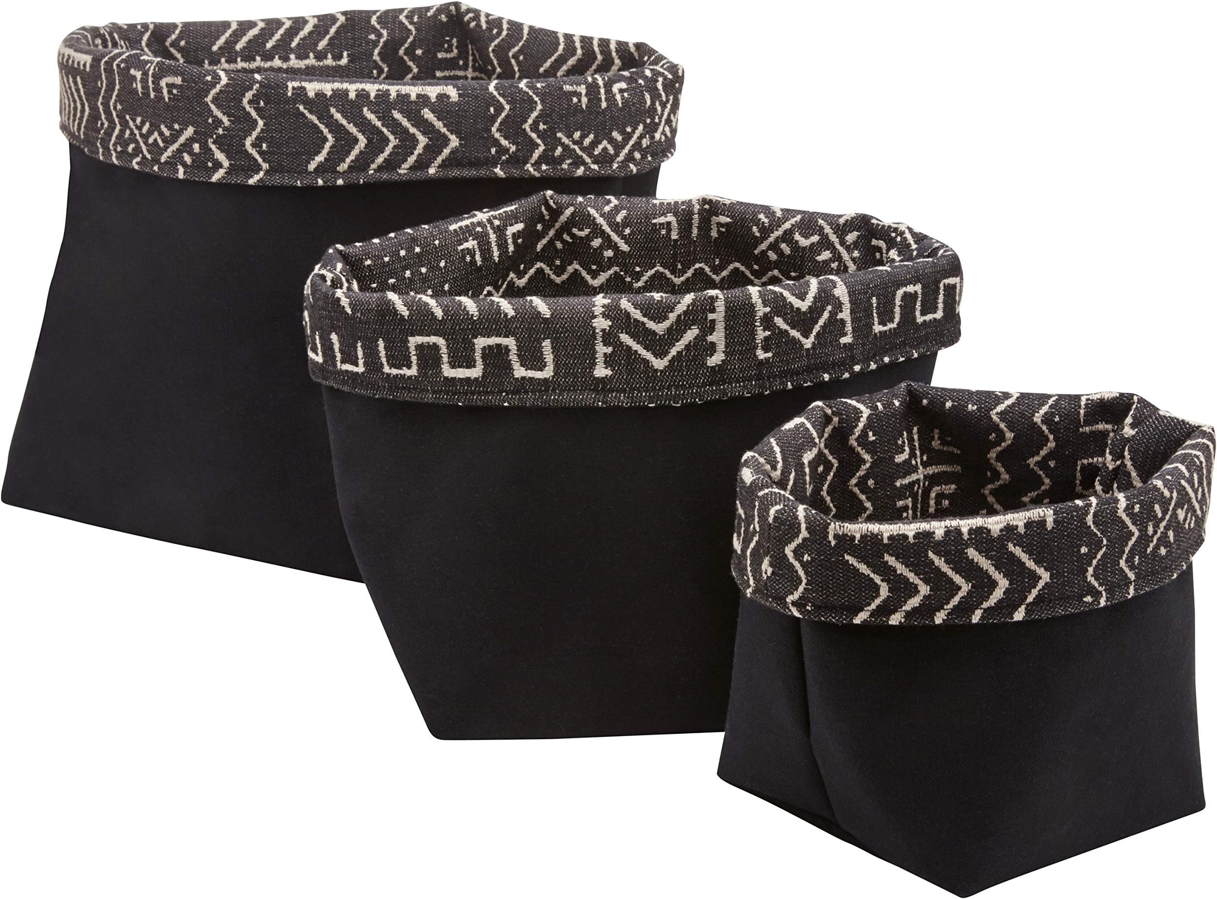 Amazon Brand – Rivet Modern Reversible Canvas Storage Organizer Tote Set -Set of 3, Black / White