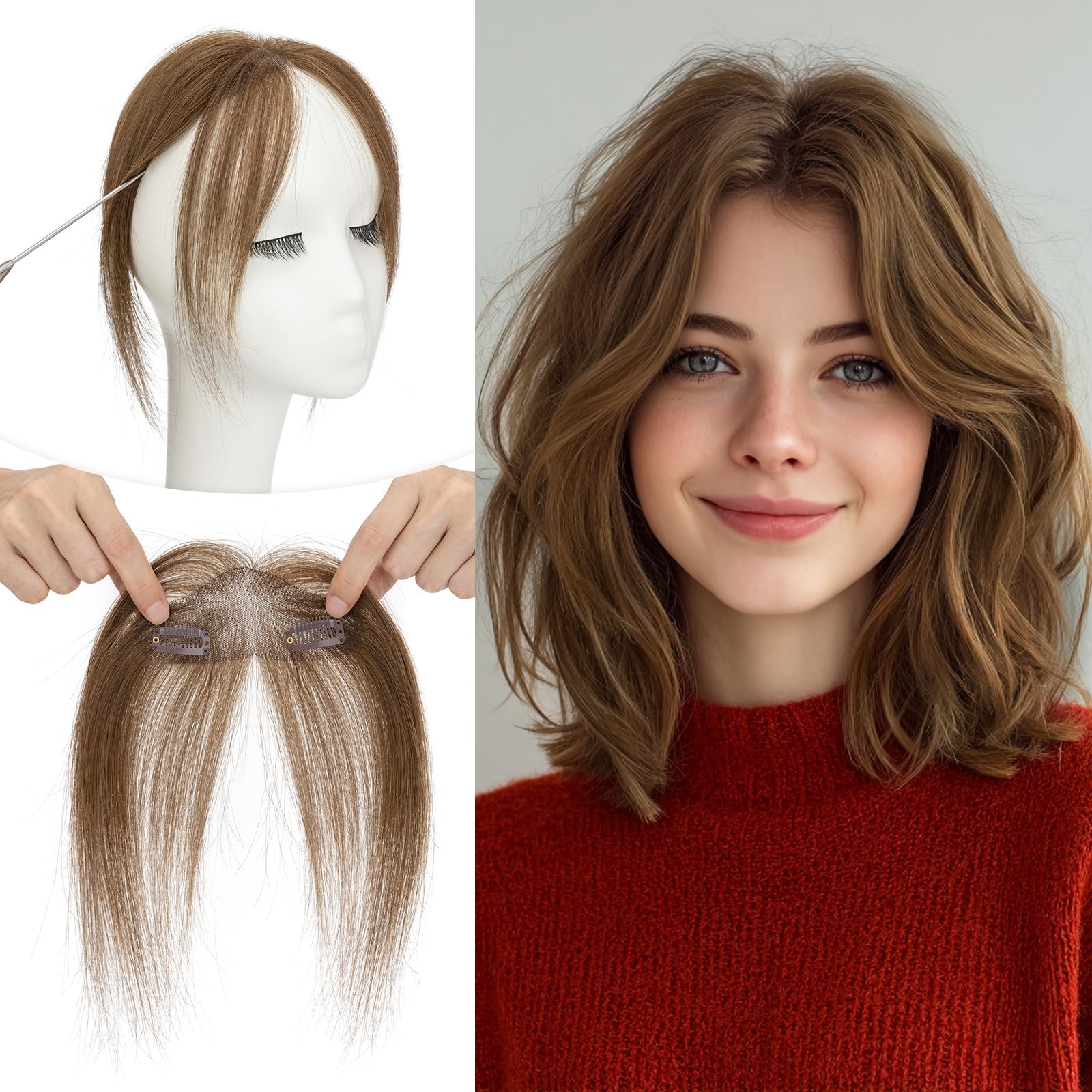 Photo 1 of SLEEKALON Clip-in Real Human Hair Bangs