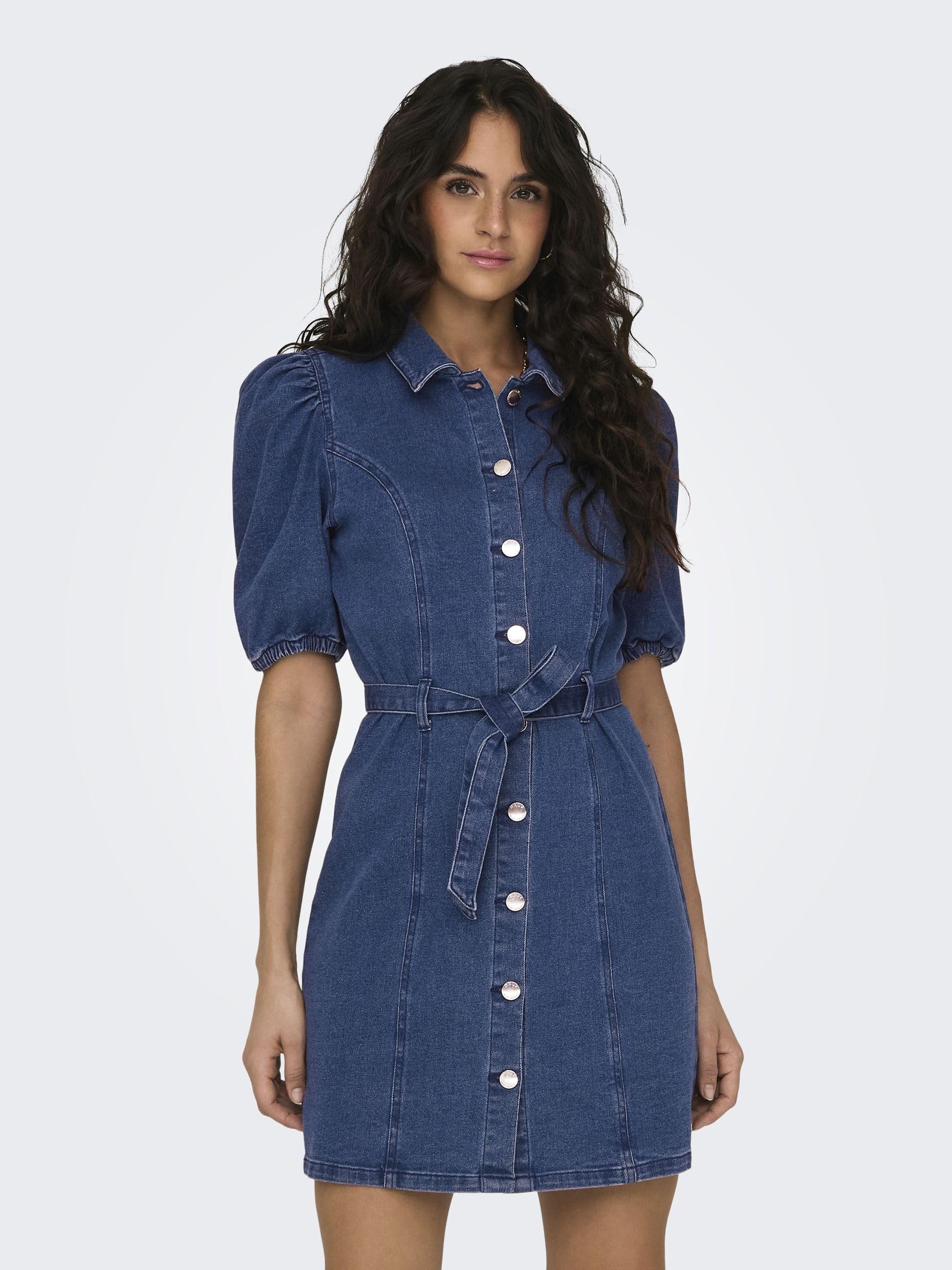 Only Onlvibbe SS Belt DNM Dress MBD Noos Abito Jeans, Media Blu Denim, M