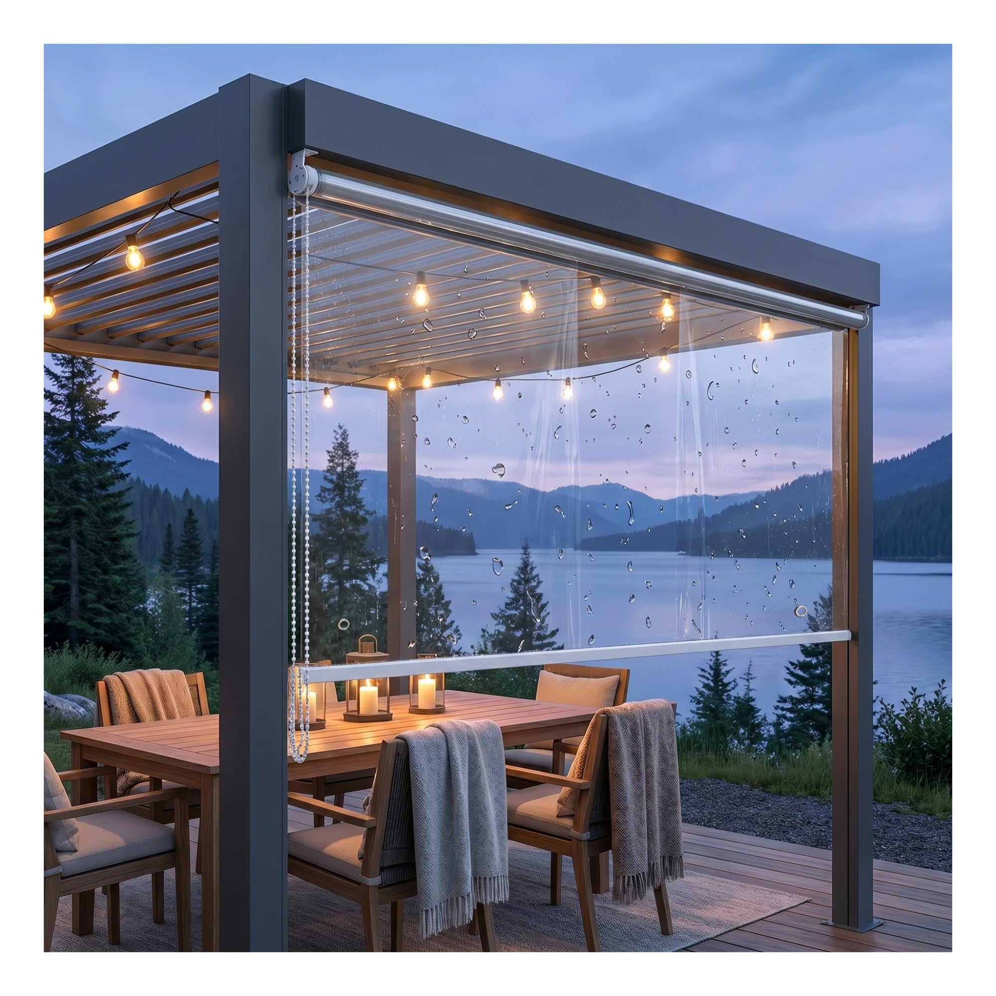 Clear Waterproof Roller Blinds,PVC Roller Shades,Clear Vinyl Transparent Blind ，with eyelets ，for Outdoor Porch,Heavy-Duty Roll Up Shade Windproof Roll Up Curtain(W95*H160cm/W37.4*H62.9in)