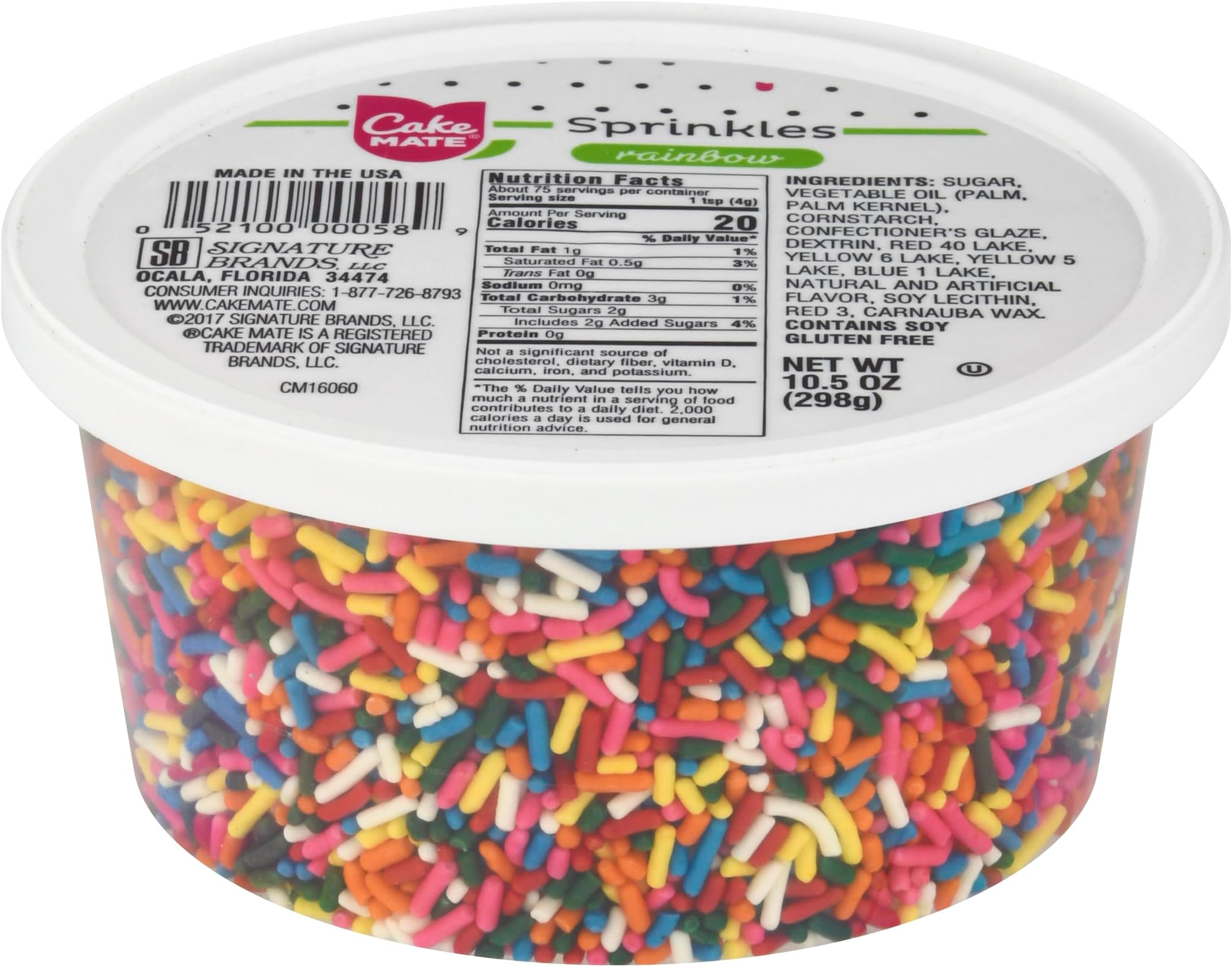 Cake Mate Rainbow Easter Sprinkles with resealable lid - Delicious Dessert Sprinkles for Ice Cream, Cookies, Baked Goods, Donuts 10.5 oz Tub (Rainbow Jimmies)