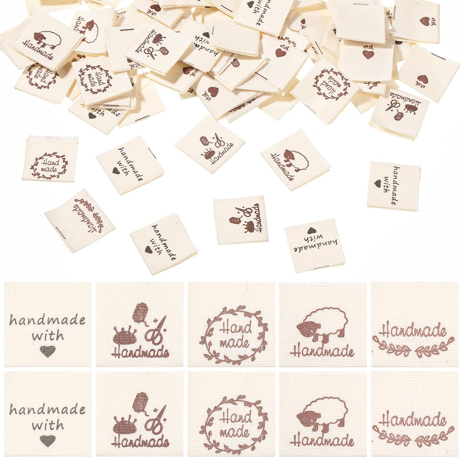 Sewing Labels for Handmade Items, 100 Pcs Fabric Custom Sewing Labels