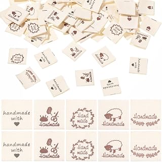 Sewing Labels for Handmade Items, 100 Pcs Fabric Custom Sewing Labels | Clothing Tags with Handmade with Love Text for Clothes Personalized DIY Crafts Knitting Crocheting