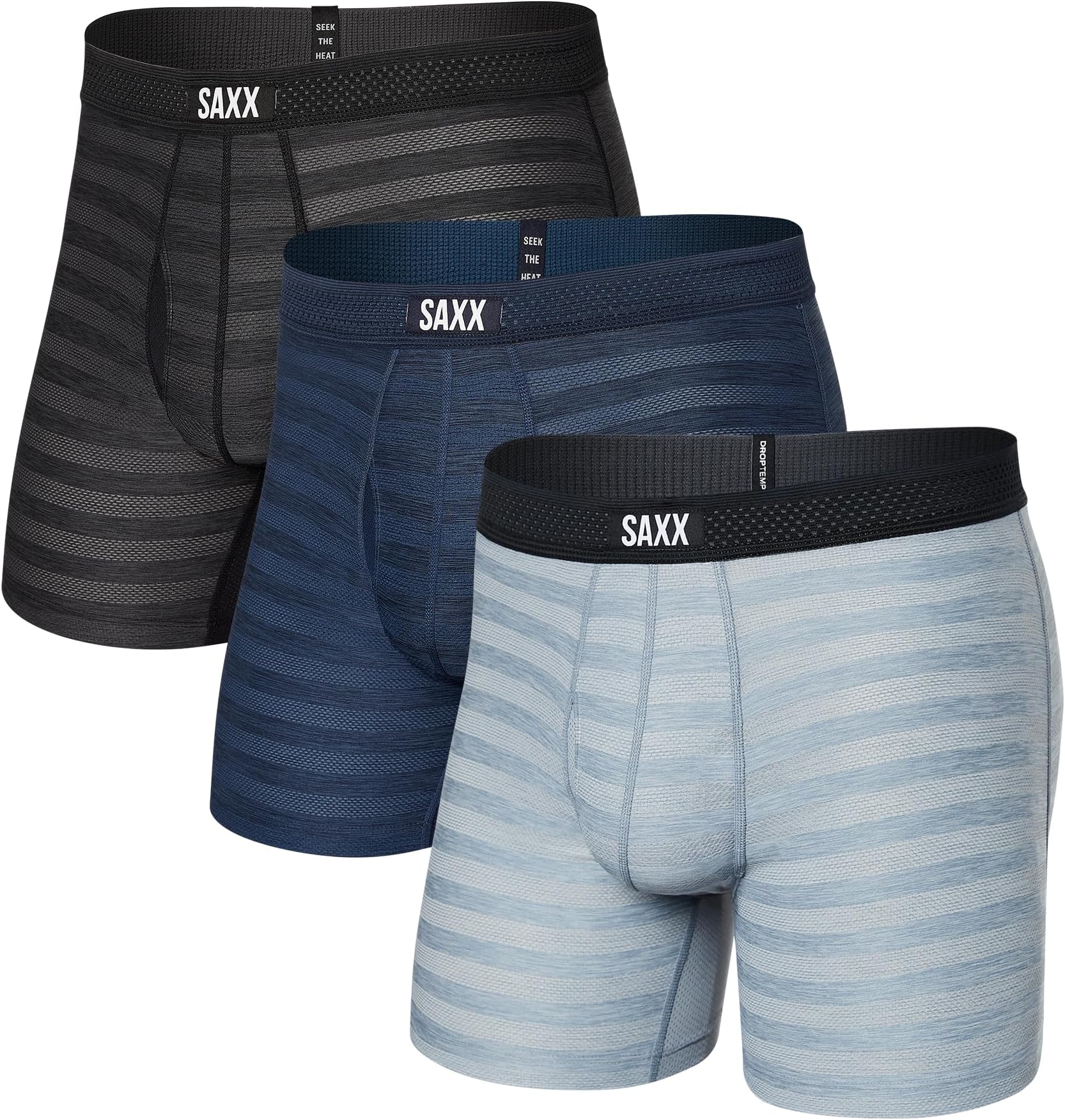SAXX Underwear Co. Men's Droptemp Cooling Mesh Boxer Brief Fly 3-Pack