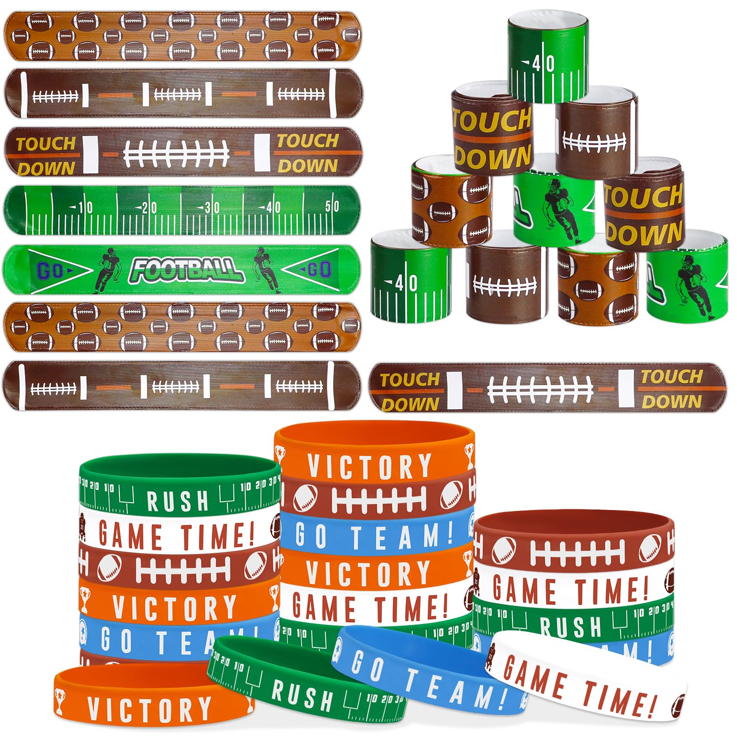 PIXHOTUL 40 Pieces Football Party Favors, Silicone Wristbands and Rubber Bracelets for Game Day, Teens Birthday, Theme Party, Team Awards Presents
