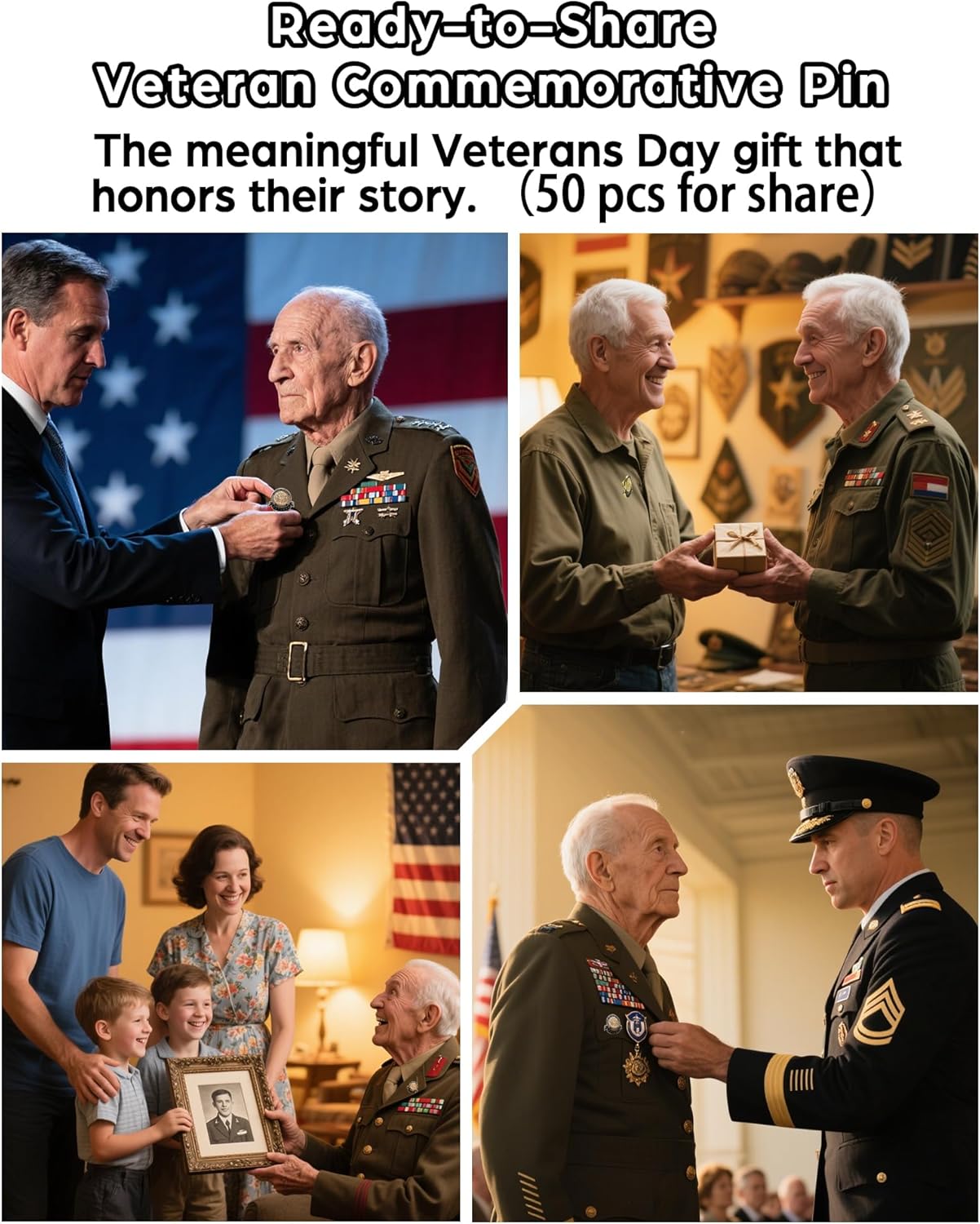 50 PCS US Veterans Day Eagle Lapel Pins - American Flag Pin Veterans Day & Memorial Day Gifts for Men and Women - Image 3