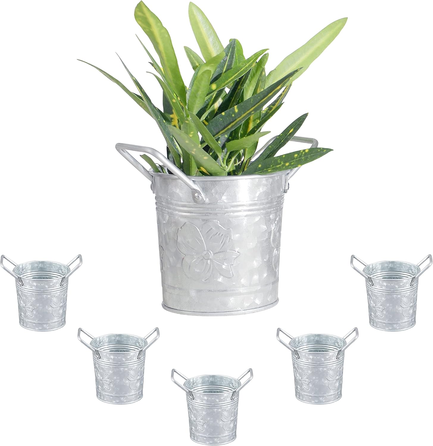 WH Walford Home Décor Galvanized Metal Flower Pot