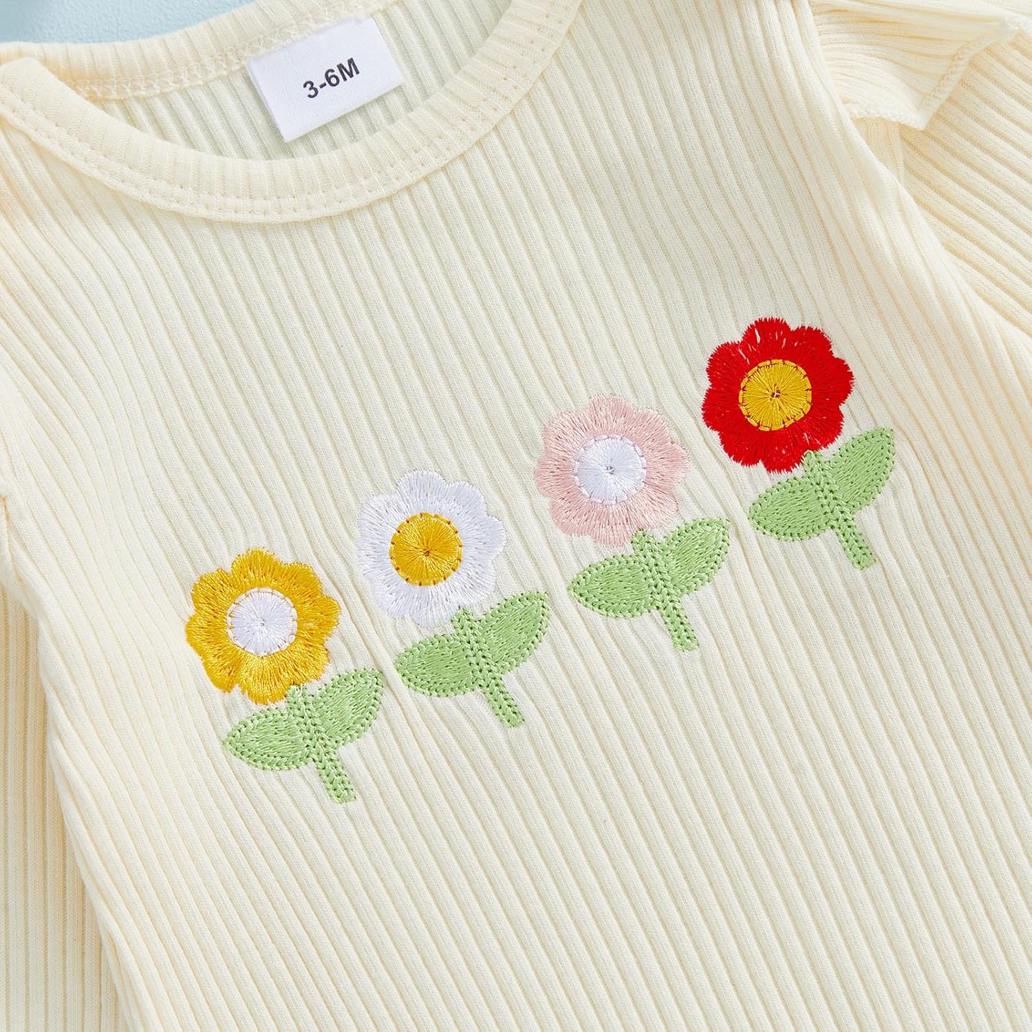 fhutpw Newborn Baby Girl Outfits Rib Knit Romper Jeans Flare Pants Headband Infant Fall Winter Clothes 0 3 6 9 12 18 Months - Image 9