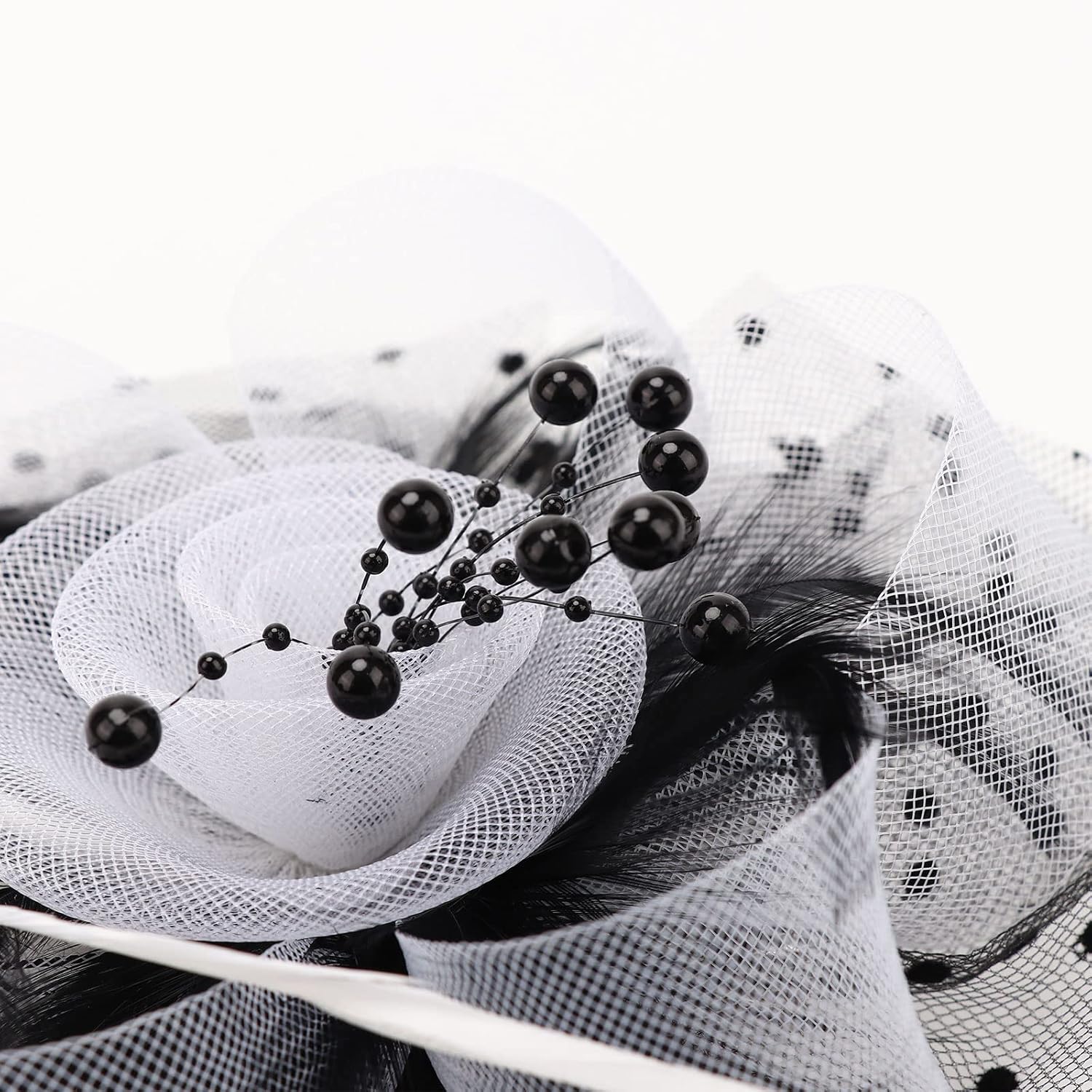 DRESHOW Fascinators Hat Flower Mesh Ribbons Feathers on a Headband and a Clip Tea Party Headwear for Girls and Women - Image 5