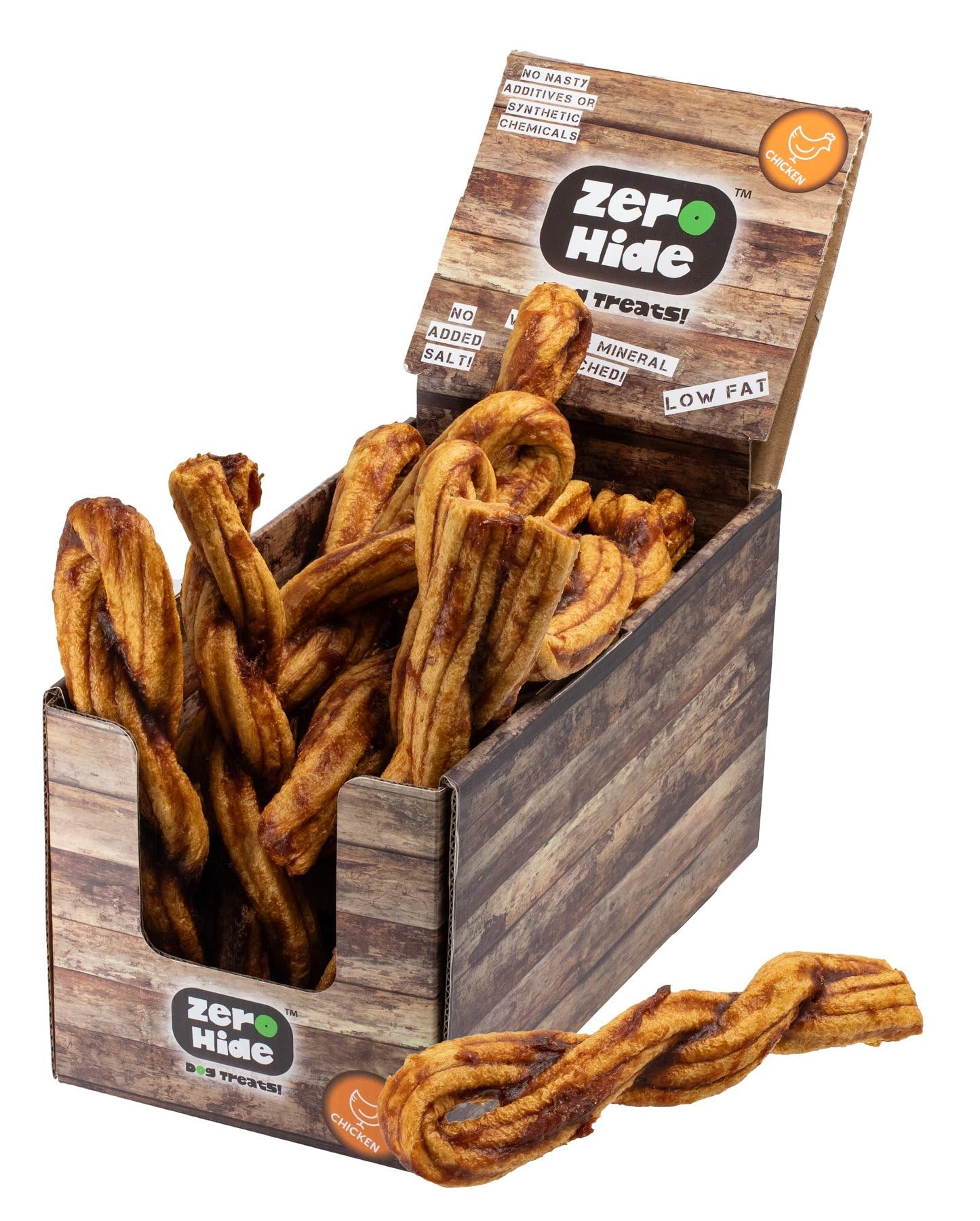 Zero Hide Natural Chicken Puffed Dog Plaits - Healthy & Low-Fat Treats - 800g Pack (Approx. 14 Pieces), 57.14 g (Pack of 14)