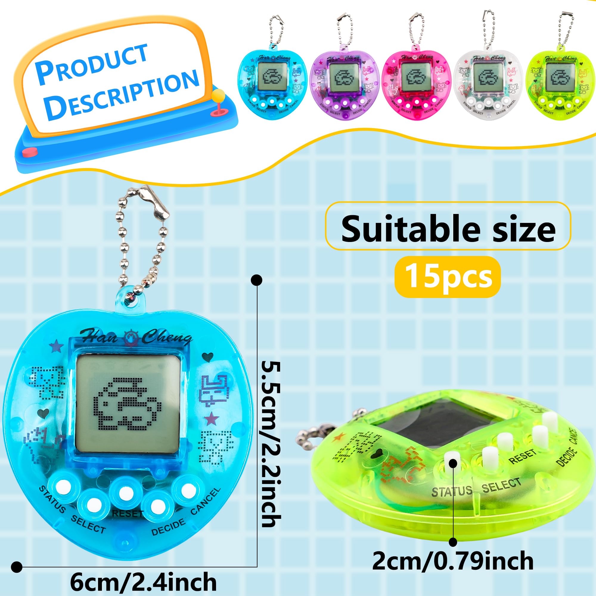 Llavero electrónico digital para mascotas virtuales en forma de corazón, máquina de juego de mano, juguete nostálgico de los años 90 para niños, regalos de fiesta de cumpleaños, rellenos de bolsas de 2