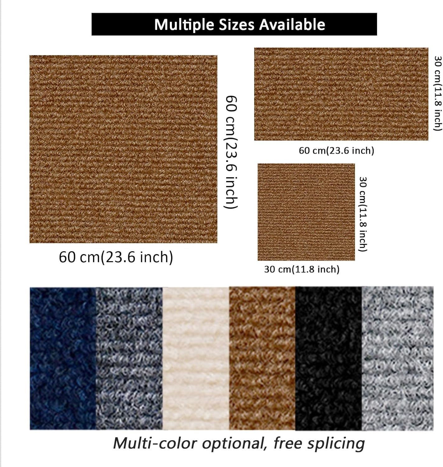 Dalles de Moquette for la Maison, 10 pièces, Dalles de Moquette Auto-adhésives Amovibles, résistantes au Froid, lavables, 20x20 Pouces | Light Grey
