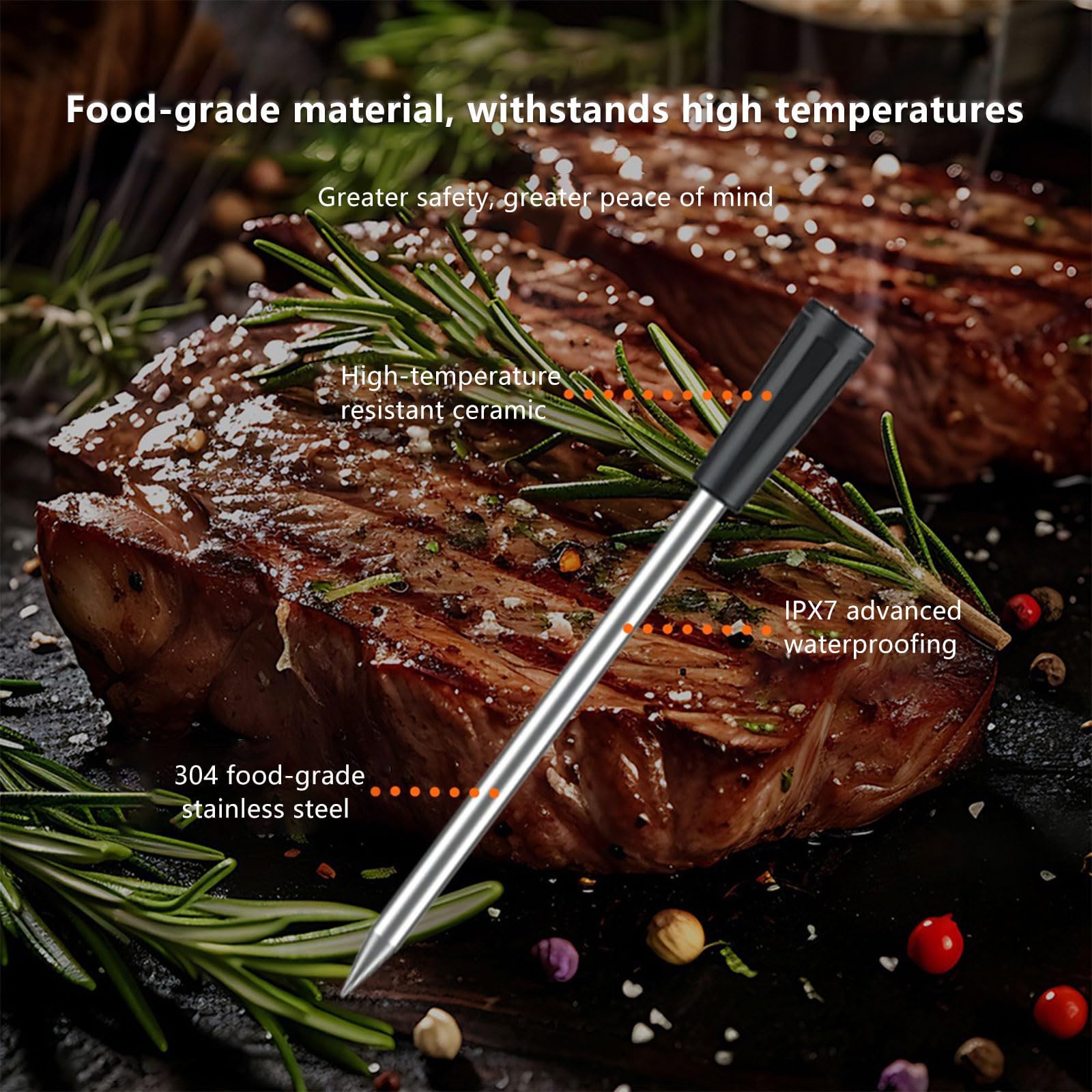 Termómetro carne inalámbrico Bluetooth digital lectura rápida precisión ±1℃