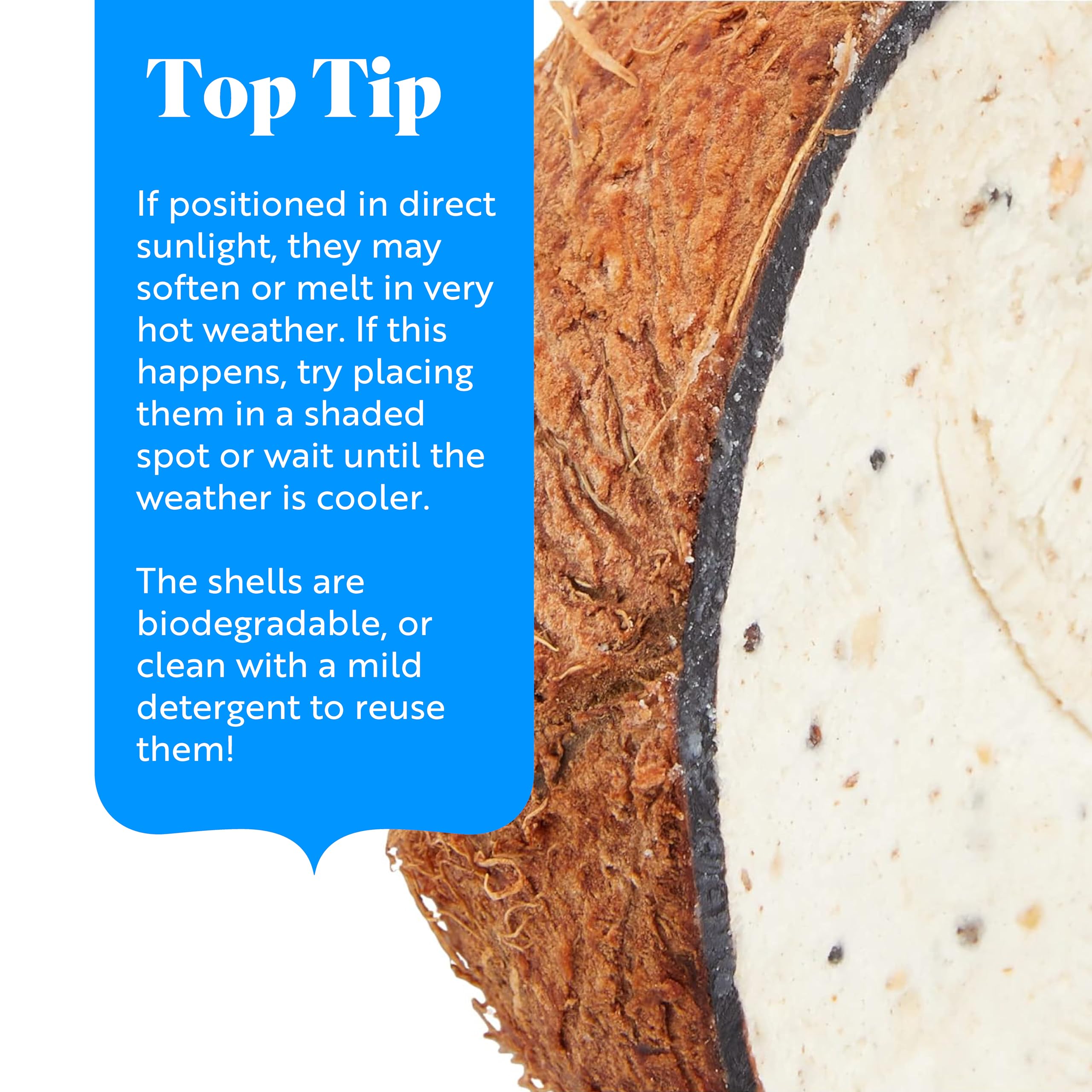 RSPB - Coconut Halves, Bird Food for Outside Birds, Wild Food with Suet, Dried Mealworms, Seeds, and Cereals, High Energy, Filled in the UK, Suitable for Year-Round Feeding (10 x 320g) — view 7